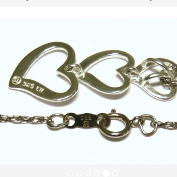 Sterling Silver Three Hearts Necklace 2.9g - Picture 5 of 6